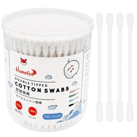 HOMEFOX Cotton Swabs Spiral - 200 Count Organic Cotton Buds Double Side Tightly Wrapped Cotton Tips Paper Stick Soft Gentle Lint-Free Cruelty-Free, Round & Spiral (White)…