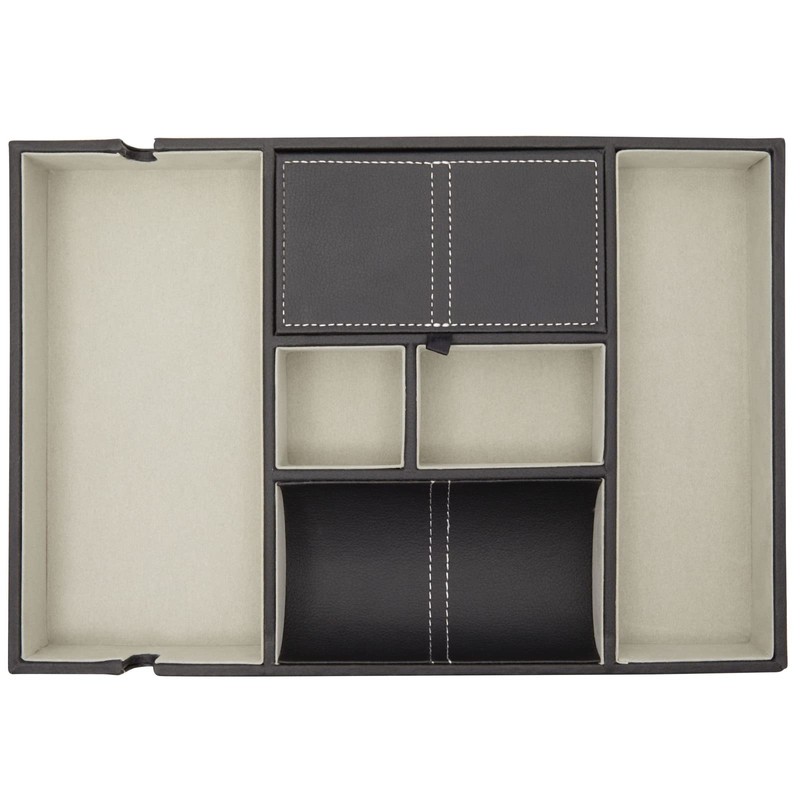 Juvale Leather Valet Catchall Tray for Men with 6 Compartments