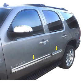 Made in USA! Compatible with 2007-2008 Chevy Tahoe Rocker Panel Chrome Stainless Steel Body Side Moulding Molding Trim Cover 3.5" Full Width 4PC Overlay