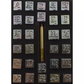 Leatherwork Tool Supply 3/4" (19mm) Old English Font Alphabet Leather Stamp Set 8142-00