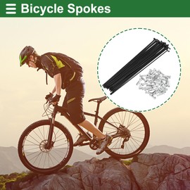 Motoforti Universal Bicycle Spokes Bike Wheel Spokes 14G 187mm Length Carbon Steel Black 1 Set