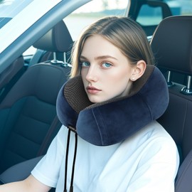 PXCIASVD Travel Pillow,Neck Pillow for Travel,Memory Foam Neck Pillow, Head Support Soft Pillow for Sleeping,Rest, Airplane,Car & Home (Blue)