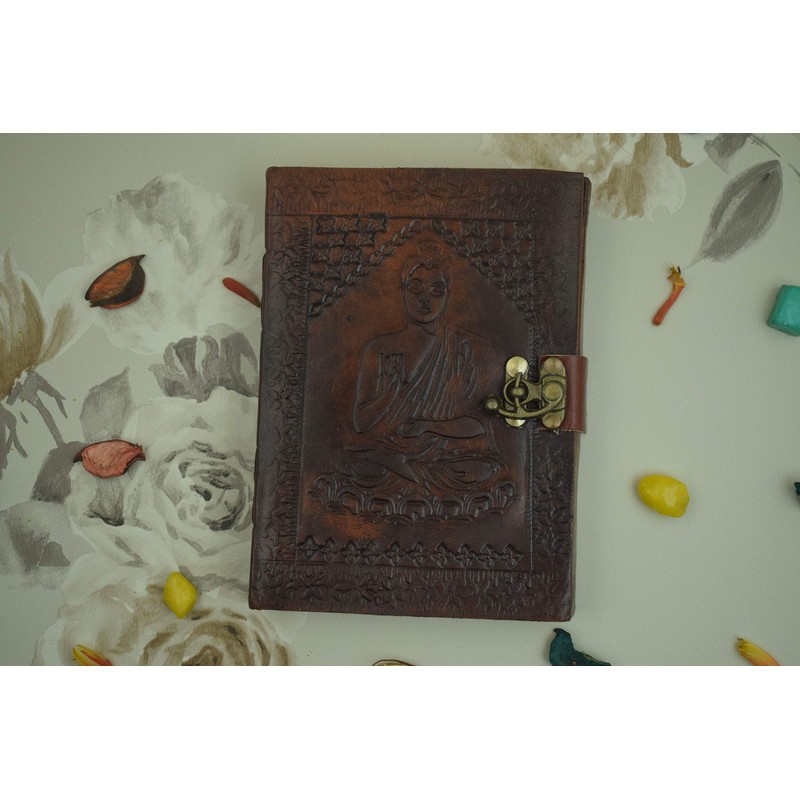 OVERDOSE Gautam Buddha Journal Notebook Handmade Leather Travel Diary Writing