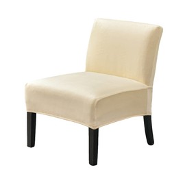PENDEJATO Armless Accent Chair Covers, Stretch Armless Chair Slipcover Velvet Armless Chair Covers Furniture Protector for Living Room Bedroom (Off-White)