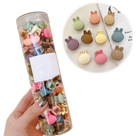 1 Can of 50 Colourful Love Shape Hair Clips - Anti-Slip Hair Accessories for Women, Curly/Straight/Wavy Hair, Mixed Colours (Mixed color, Rabbit shape)