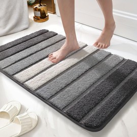 wyewye Microfibre Bath Mat, Door Mat, Bath Rug, Super Absorbent Bathroom Rug 40x60 cm, Grey