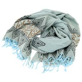 GURU SHOP Indian Printed Cotton Scarf, Lightweight Block Print Scarf, Sarong, Beach Towel, Men/Women, Pink, Cotton, Size: One Size, aqua, Unit size