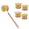 1PCS Bamboo Brush Handle and 5PCS Replacement Heads, Natural Sisal