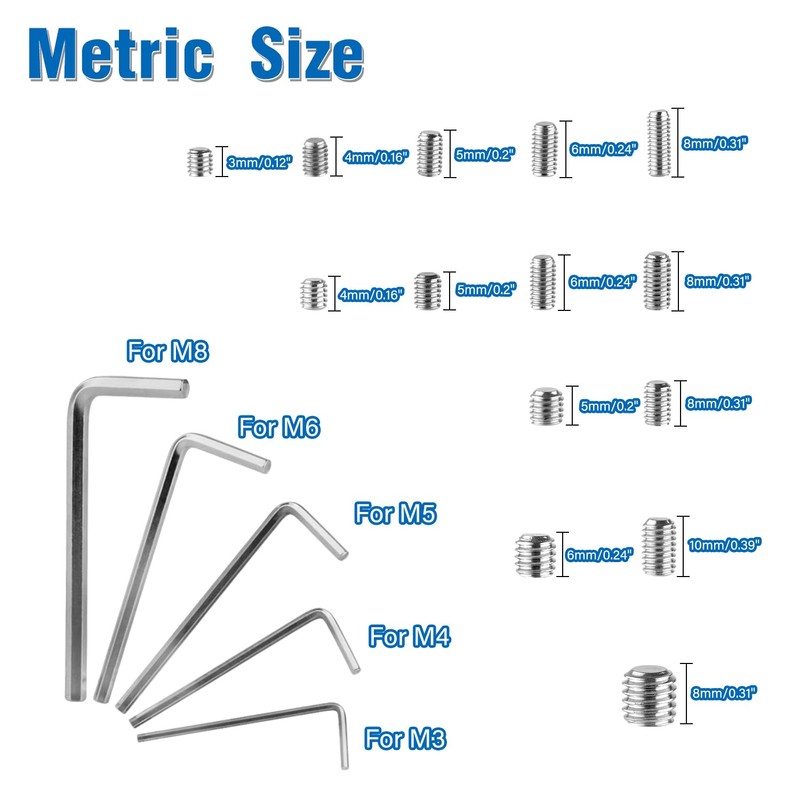 EilxMag 830pcs Set Screw Assortment Kit, Standard SAE + Metric