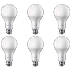 Set of 6 LED A21 Standard Base Phillip Non Dimmable Bulbs - 18w - 1500 Lumen 5000k Daylight - Perfect for General Home Use