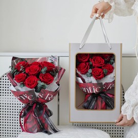 Preserved Flowers Bouquet, Flowers for Delivery Prime,100% Real Roses That Last Up to 3 Years, Gift for Her: Birthday Christmas Valentine's Day Mother's Day,Christmas, Room Decorations (Red-1)