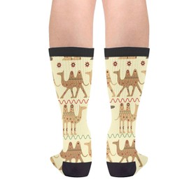 Sigouyinei Tropical Desert Stylized Camel Tribal Culture Casual Funny Funky Novelty Socks For Men Women