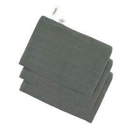 LÄSSIG Baby Muslin Wash Mitt Set of 3/Muslin Wash Glove Set 3 Pieces Petrol Green