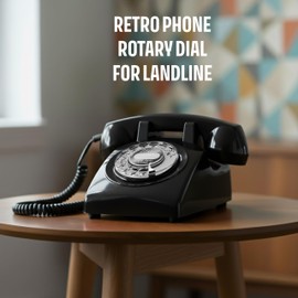 Opis 60s Cable: Rotary Phone/Vintage Phone/Retro Phone/Old Phone/Landline Phone Retro/Vintage Telephone/Rotary Analog Phone/Old School Phone/Black Rotary Phone Vintage