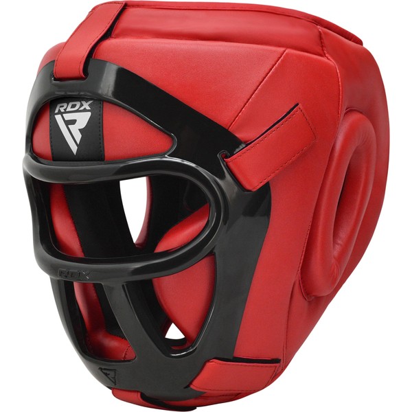 RDX Boxing Headgear Maya Hide Leather MMA Muay Thai, Removable