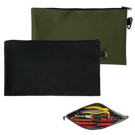 PurityPeak Small Tool Bag, 2 Pack Premium Tool Rolls with Zipper and Carabiner, Flat Bottom for Tools, Motorcycle Accessories, Storage Bag Organizer