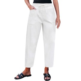 luvamia Womens White Jeans Trousers Pants for Women Baggy Jeans for Woman Barrel Jeans Women Western Jeans for Women Stretchy Jeans for Women Cream White Size Medium US Size 8 to Size 10