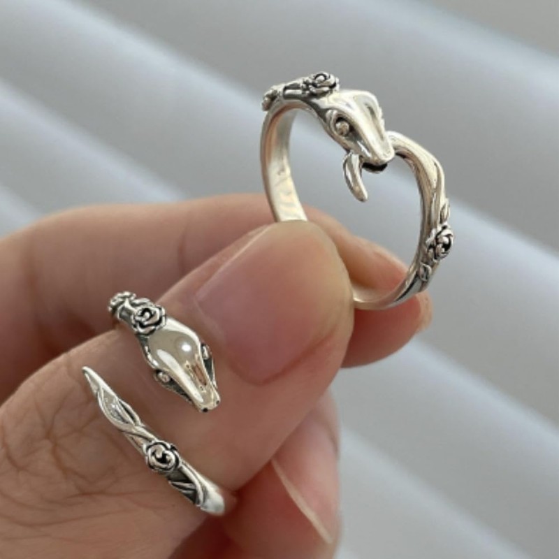unomarl Women's Ring, Snake, One Size Fits Most, Silver Ring,