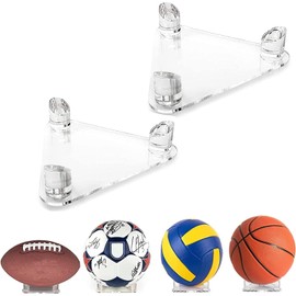 ZLY 2 Pack Basketball Football Display Stand,Acrylic Ball Stand Holder,Sports Ball Storage Display Rack for Basketball Football Volleyball Soccer Game Ball