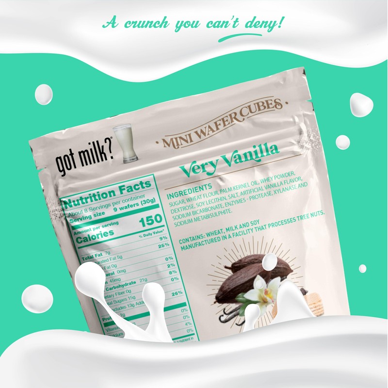 got milk? Very Vanilla Wafer Cubes, Delicious Wafer Squares for