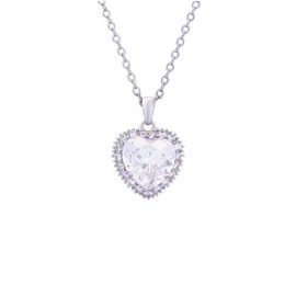 CHERUBIC Titanic Heart of the Ocean Necklace, Forever Love Heart Necklace Pendant Shining Crystal Zircon Jewelry Gifts For Women (White)