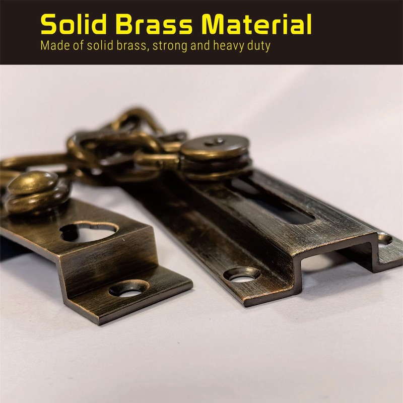 Security Door Lock Chain Heavy-Duty, Long Chain & Solid Brass