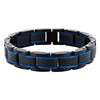 Men's Textured Link Bracelet, Stainless Steel with Blue and Black