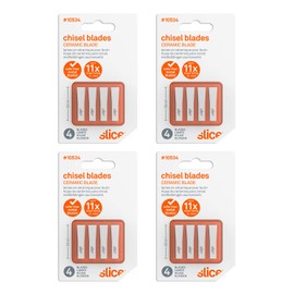 Slice 10534-CS Chisel Blades, Ceramic Blade Lasts 11x Longer Than Steel, Finger Friendly Edge, 24 Blades, White