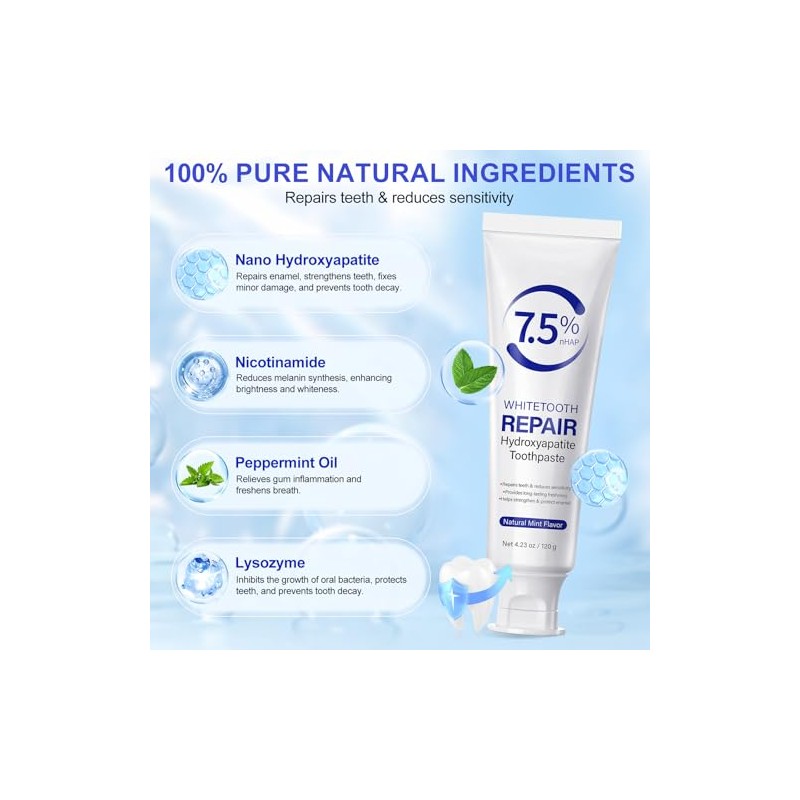7.5 Nano Hydroxyapatite Toothpaste - Tooth Whitening & Repair &