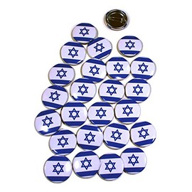 Israel Flag Pinback Buttons - 1.5 Inch Round - 25 Pack