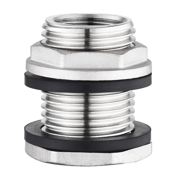 Stainless Steel 304 Tank Bulkhead Fitting With 2 Rubber Ring,Double