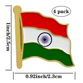stidsds India Flag Pin - India Flags Pins Lapel Indian Flag Enamel Lapel Pin Men Women Suit & Waving Patriotic Metal Badge Souvenir Hat Backpacks Decoration(4 Pack)
