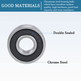 QUARKZMAN 6000-2RS 10 x 26 x 8 mm Ball Bearings x 2 Pieces Double Sealed Chrome Steel for Tools and Machines with High Hardness