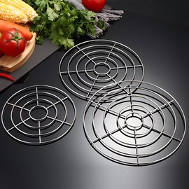 Turbokey Cooling Rack Set of 2 Dia 6.3" Round Steamer Rack Stainless Steel Cross Wire Barbecue Carbon Baking Net Grill Pan Grate for Instant Pot/Pressure Cooker/Oven (1 PCS,6.3"/16cm)