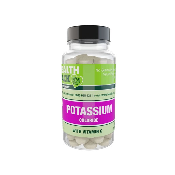 Potassium 200mg Tablets with Vitamin C 50mg 100 Vegan Tablets Supports Nervous System Function, Blood Pressure and Muscle Function