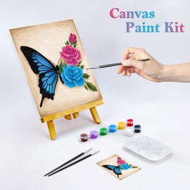 8x10 Paint and Sip Canvas Painting Kit Pre Drawn Canvas for Painting for adults Stretched Canvas Birthday Gift Floral Butterfly Painting Kit Sip and Paint Party Favor