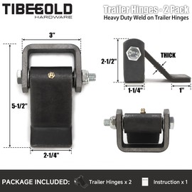TIBEGOLD Weld on Trailer Hinges, Heavy Duty Dump Trailer Gate Hinges, Greaseable Strap Style Leaf Truck Hinge, Trailer Door Strap, Tailgate Hinges for Door Gate Body Hinge with Grease Zerk, 2 Pack