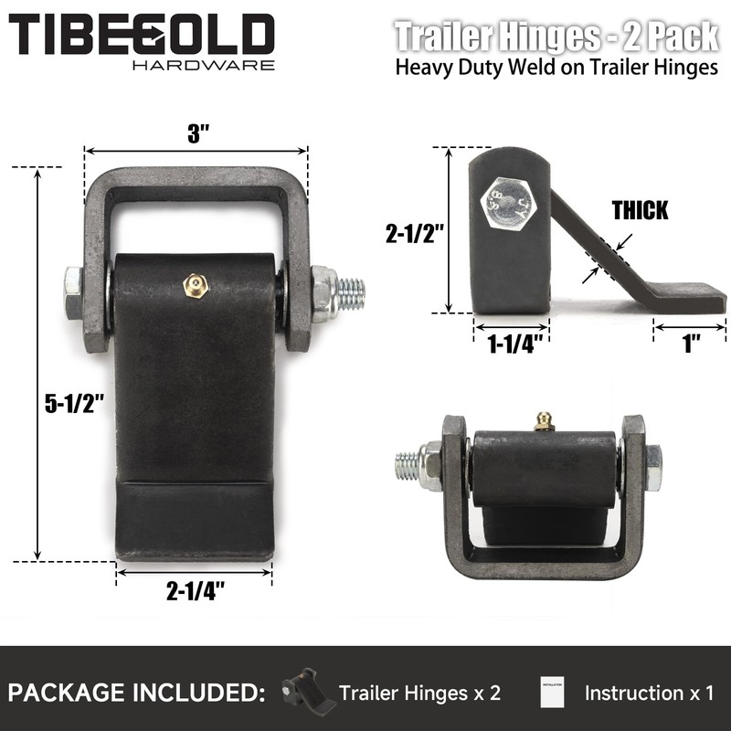 TIBEGOLD Weld on Trailer Hinges, Heavy Duty Dump Trailer Gate