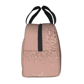Blush Pink Rose Gold Glitter Lunch Bag for Women & Men Adult Insulated Lunch Box, Small Leakproof Cooler Food Lunch Containers Reusable High Capacity Lunch Tote Bags for Work, Travel, Outdoor