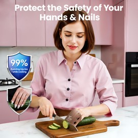 SYOKAMI Stainless Steel Finger guards for cutting food, Finger Protectors for Slicing als Anniversary Gift for Couple, Women or Mom with Gift Box Rose Gold