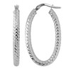 Kooljewelry 10k White Gold Diamond-cut Oval Hoop Earrings