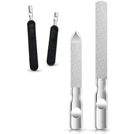 Velodios Heavy Duty Nail File for Men and Women, Reusable Stainless Steel Fingernail Files, Double Sided Stainless Steel Nail File with Leather Case, Great for Home and Salon – 2PCS