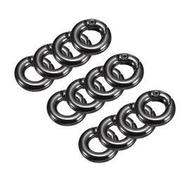 uxcell Anillos de Resorte Redondos, 20 Piezas 0.51" OD Gatillo Hebilla Clips de Resorte para Bolsos, Carteras, Llaveros, Accesorios de Bricolaje, Negro Metálico