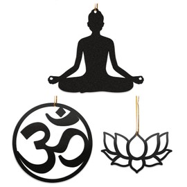 Tandefio 3 Pcs Metal Yoga Ornament Om Buddha Christmas Tree Ornament Chakras Meditation Decor Buddhist Decor Meditation Hanging Ornament Yoga Lovers Pendant for Yoga Instructor Teacher Yogi
