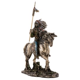 Top Collection Mandan Indian Chief Statue- Native American Sculpture in Premium Cold Cast Bronze- 7-Inch Collectible Tribe of the Great Plains Figurine