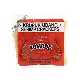 Komodo Krupuk Udang (Shrimp Crackers Large Disks Not Yet Fried) - Komodo Kroepoek Ongebakken Grote Schijven 8 Oz -227gm (Pack of 1)