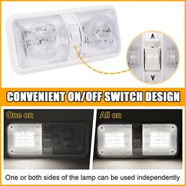 HAISTYLE RV LED Ceiling Double Dome Light Fixture with ON/Off Switch Interior Lighting for Car/RV/Trailer/Camper/Boat DC 11-18V Natural White (8PCS/ Double Dome)