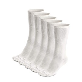 ZAKASA Mens Toe Socks Athletic Running Cushion Five Finger Cotton Crew Socks
