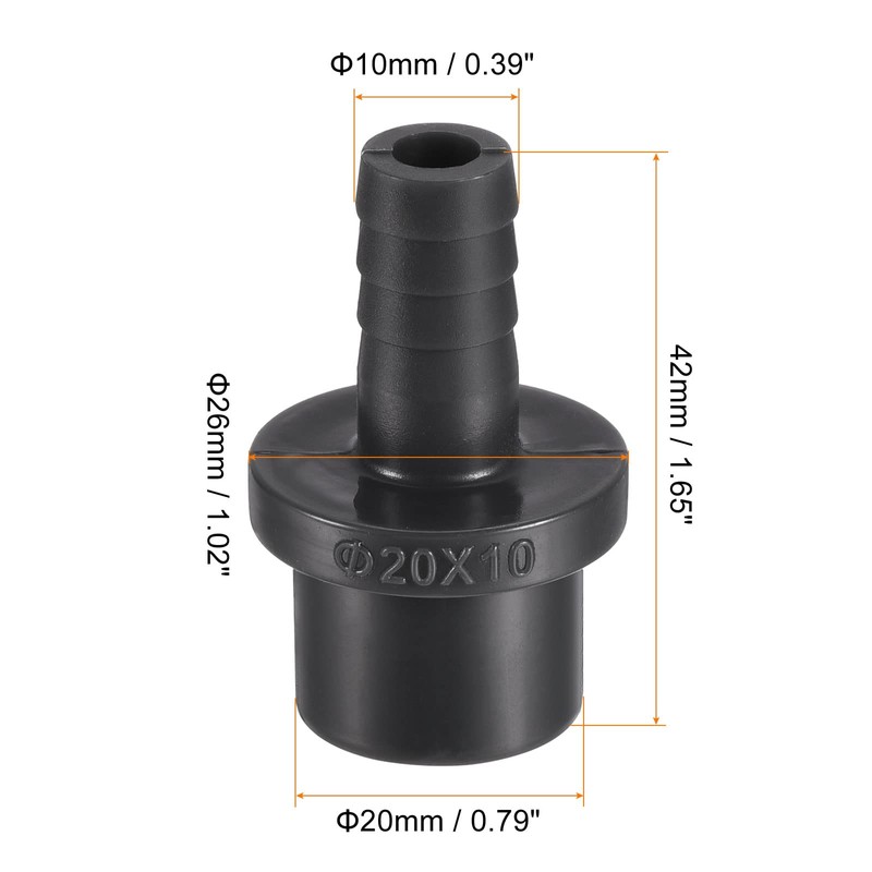 sourcing map PVC Pipe Fitting 10mm Barbed x 20mm OD
