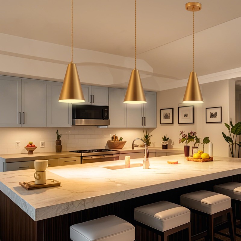Dijiahua Gold Battery Operated Pendant Lights Kitchen Island 3 Pack